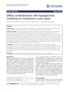 Diffuse Nesidioblastosis with Hypoglycemia Mimicking An