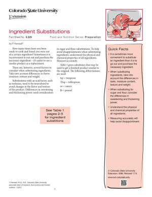 Ingredient Substitutions Fact Sheet No