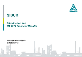 Introduction and H1 2012 Financial Results