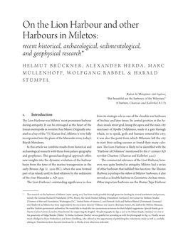 On the Lion Harbour and Other Harbours in Miletos: Recent Historical, Archaeological, Sedimentological, and Geophysical Research*