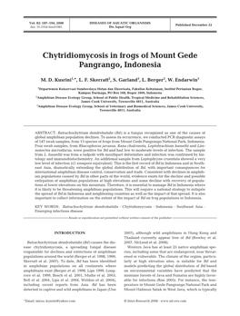 Chytridiomycosis in Frogs of Mount Gede Pangrango, Indonesia