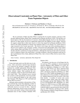 Observational Constraints on Planet Nine: Astrometry of Pluto and Other