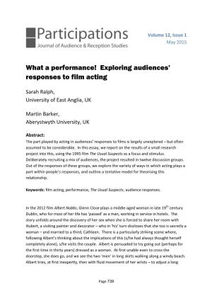 What a Performance! Exploring Audiences' Responses to Film Acting