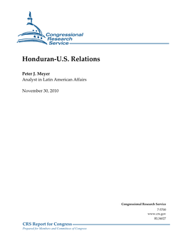 Honduran-U.S. Relations