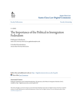 The Importance of the Political in Immigration Federalism (2012), Available At