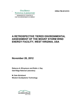 A Retrospective Tiered Environmental Assessment of the Mount Storm Wind Energy Facility, West Virginia, Usa