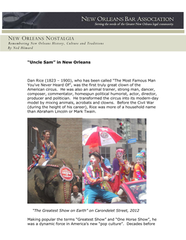 NEW ORLEANS NOSTALGIA Remembering New Orleans History, Culture and Traditions