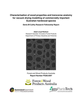Characterisation of Wood Properties and Transverse Anatomy for Vacuum Drying Modelling of Commercially Important Australian Hardwood Species