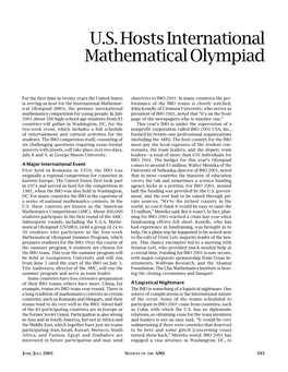 U.S. Hosts International Mathematical Olympiad