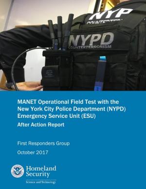 (NYPD) Emergency Service Unit (ESU) After Action Report