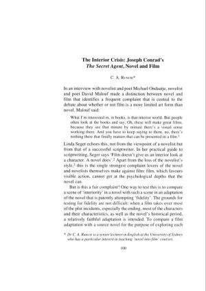 The Interior Crisis: Joseph Conrad's the Secret Agent, Novel and Film