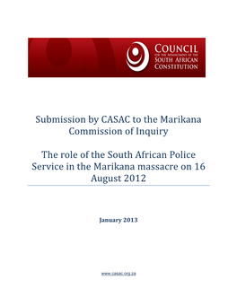 Submission by CASAC to the Marikana Commission of Inquiry