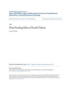 Plant Feeding Mites of South Dakota Leland D