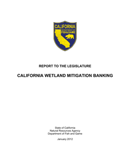 California Wetland Mitigation Banking