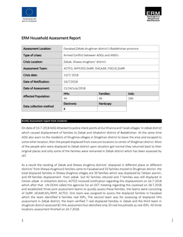 ERM Household Assessment Report