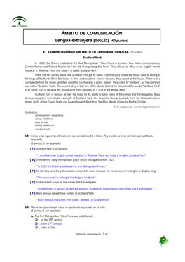 ÁMBITO DE COMUNICACIÓN Lengua Extranjera (INGLÉS) (40 Puntos)