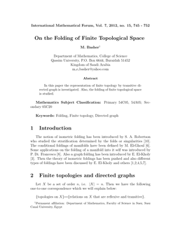 On the Folding of Finite Topological Space