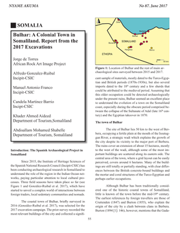 SOMALIA Bulhar: a Colonial Town in Somaliland. Report from the 2017 Excavations