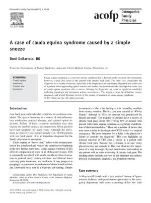 A Case of Cauda Equina Syndrome Caused by a Simple Sneeze