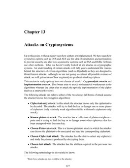 Chapter 13 Attacks on Cryptosystems