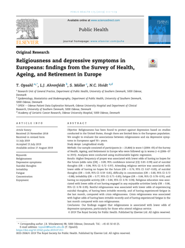 Religiousness and Depressive Symptoms in Europeans: Findings