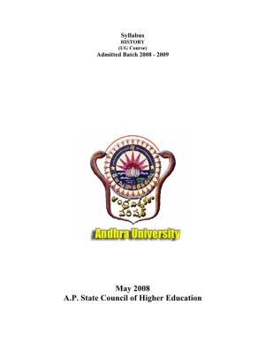 Syllabus HISTORY (UG Course) Admitted Batch 2008 - 2009