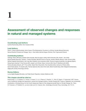 Assessment of Observed Changes and Responses in Natural and Managed Systems