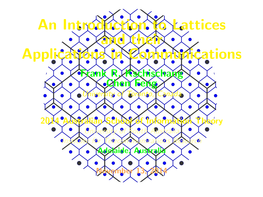 An Introduction to Lattices and Their Applications in Communications Frank R