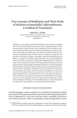 Two Concepts of Meditation and Three Kinds of Wisdom in Kamalaśīla’S Bhāvanākramas: a Problem of Translation