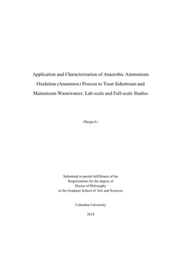 Anammox) Process to Treat Sidestream and Mainstream Wastewaters: Lab-Scale and Full-Scale Studies