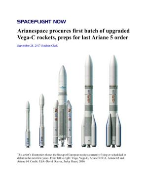 Arianespace Procures First Batch of Upgraded Vega-C Rockets, Preps for Last Ariane 5 Order
