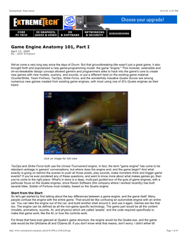 Game Engine Anatomy 101, Part I April 12, 2002 By: Jake Simpson