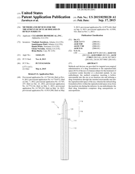 (12) Patent Application Publication (10) Pub. No.: US 2015/0258120 A1 Zarnitsyn Et Al