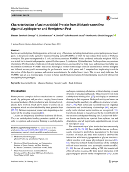 5.Characterization of an Insecticidal Protein from Withania Somnifera.Pdf