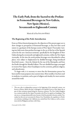 The Early Path, from the Sacred to the Profane in Fermented Beverages in New Galicia, New Spain (Mexico), Seventeenth to Eighteenth Century