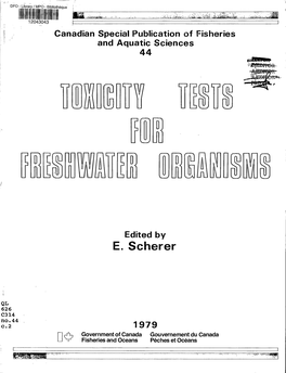 Toxcity Tests for Freshwater Organisms