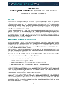 Introducing PROC SIMSYSTEM for Systematic Nonnormal Simulation