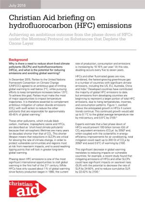 Christian Aid Briefing on Hydrofluorocarbon (HFC) Emissions