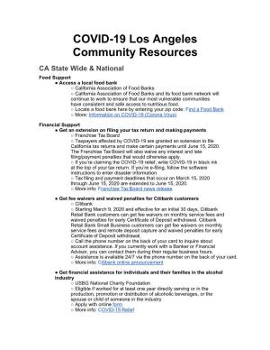 COVID-19 Los Angeles Community Resources
