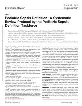 Pediatric Sepsis Definition—A Systematic Review Protocol