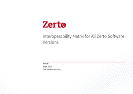 Interoperability Matrix for All Zerto Software Versions