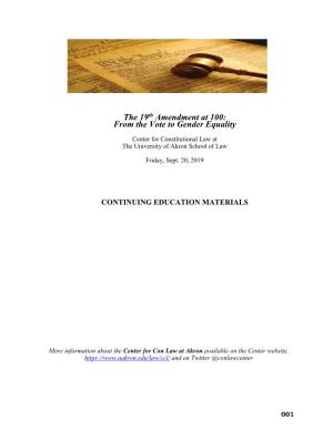 19Th Amendment Conference | CLE Materials