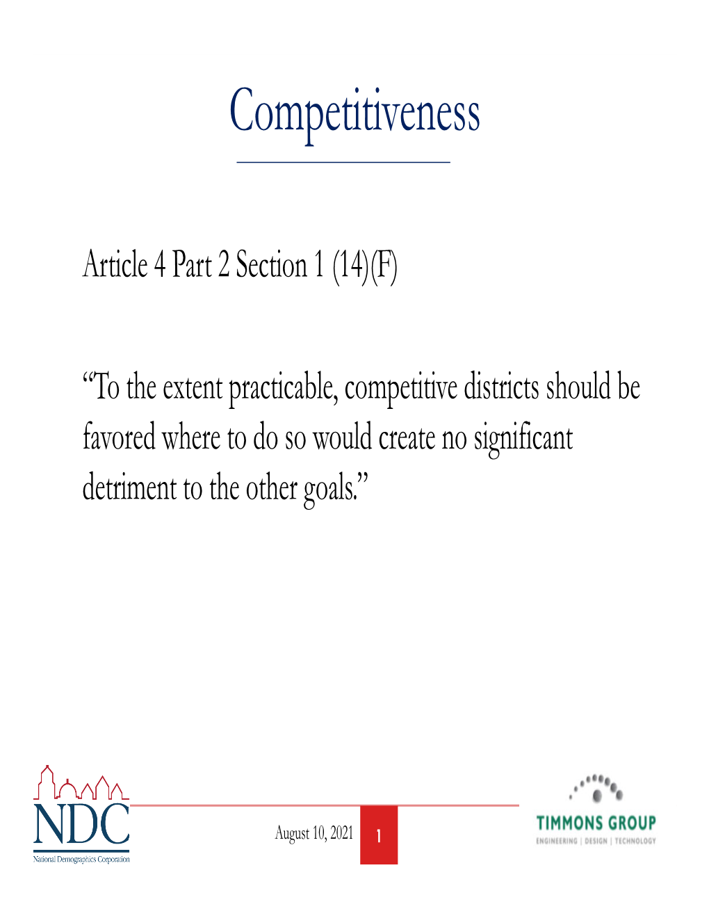 Competitiveness Options