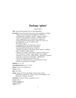 Package 'Gdata'