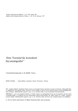 Orta Toroslar'da Konodont Biy Ostratigrafisi(1 )