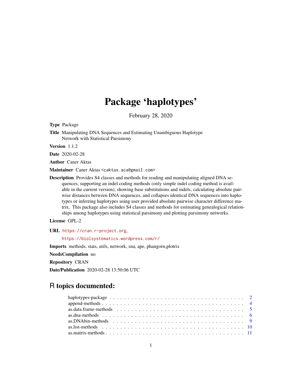 Package 'Haplotypes'