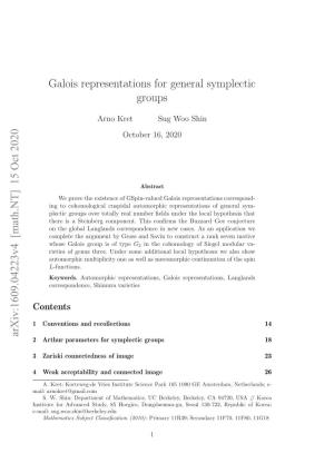 Galois Representations for General Symplectic Groups 3