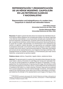 Significación De Un Héroe Moderno. Caupolicán En Las Retóricas Clásicas Y Nacionalistas1