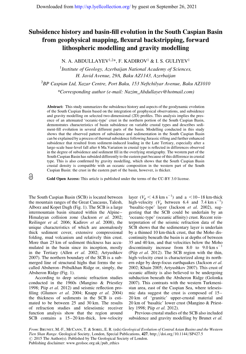 Subsidence History and Basin-Fill Evolution in the South Caspian