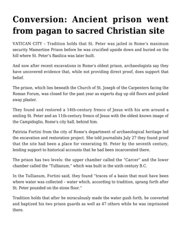 Conversion: Ancient Prison Went from Pagan to Sacred Christian Site